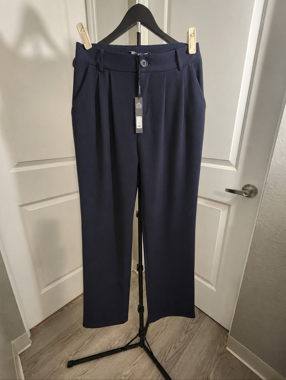 Fashion Nova Back In The Office Trousers Navy- Size Medium